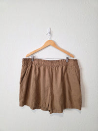 Brown Linen Pull On Shorts (XXL)
