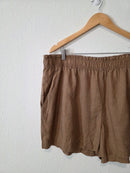 Brown Linen Pull On Shorts (XXL)