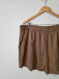 Brown Linen Pull On Shorts (XXL)