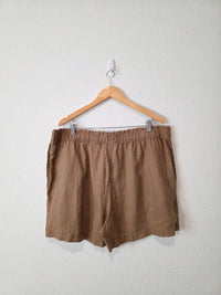 Brown Linen Pull On Shorts (XXL)