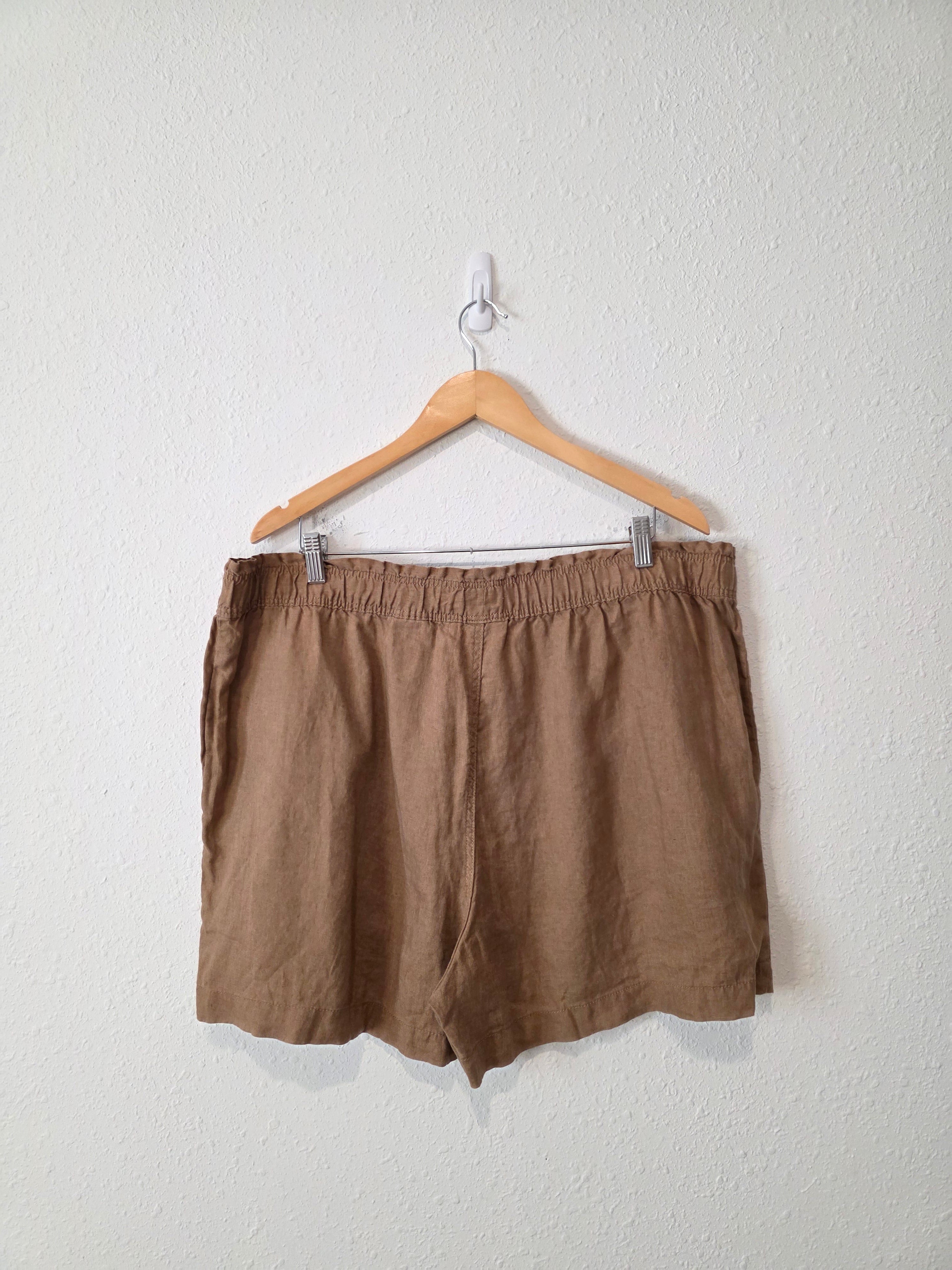 Brown Linen Pull On Shorts (XXL)