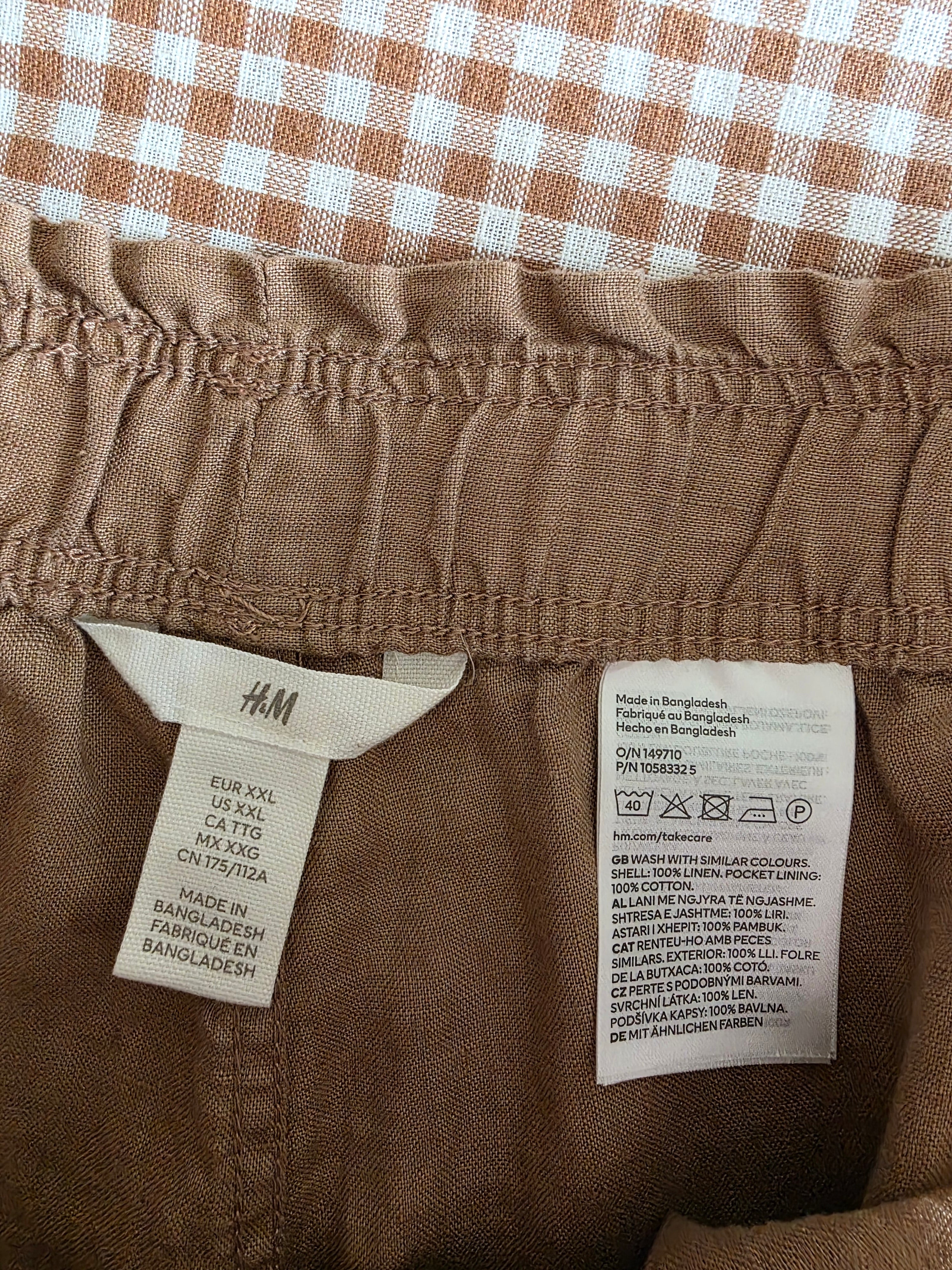 Brown Linen Pull On Shorts (XXL)