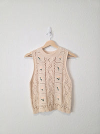 Zara Floral Embroidered Tank (S)