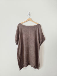 Brown Textured Linen Tunic (XL)