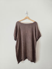 Brown Textured Linen Tunic (XL)