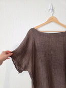 Brown Textured Linen Tunic (XL)