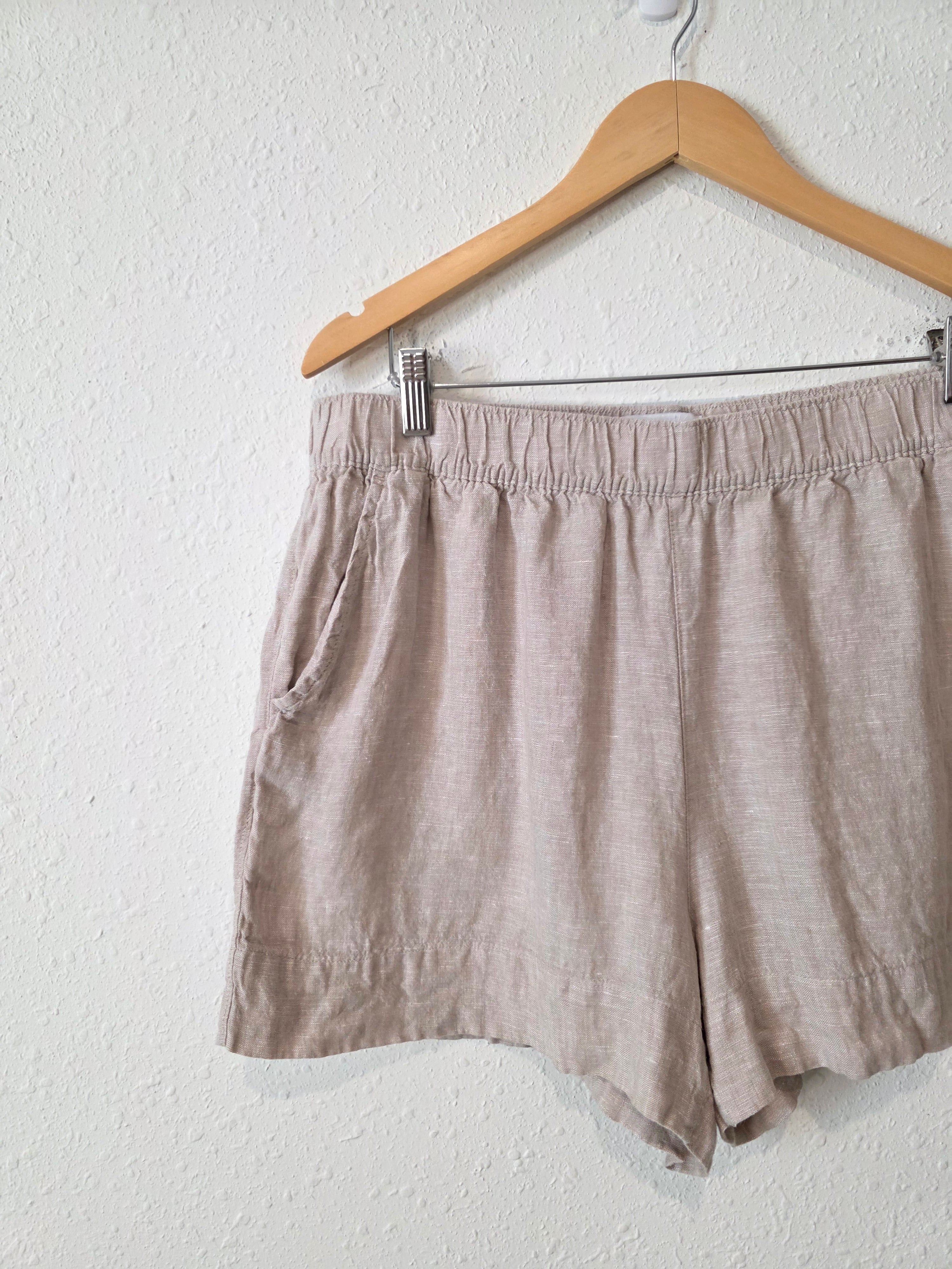 Neutral Pull On Linen Shorts (XL)