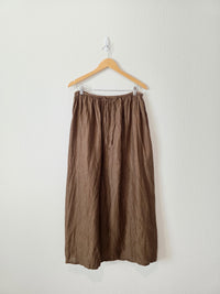 Vintage Brown Linen Maxi Skirt (L)