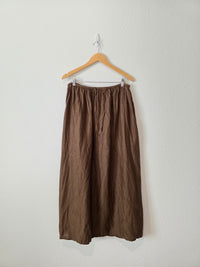 Vintage Brown Linen Maxi Skirt (L)