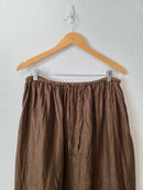 Vintage Brown Linen Maxi Skirt (L)