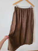 Vintage Brown Linen Maxi Skirt (L)