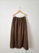 Vintage Brown Linen Maxi Skirt (L)
