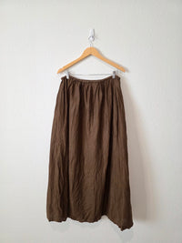 Vintage Brown Linen Maxi Skirt (L)
