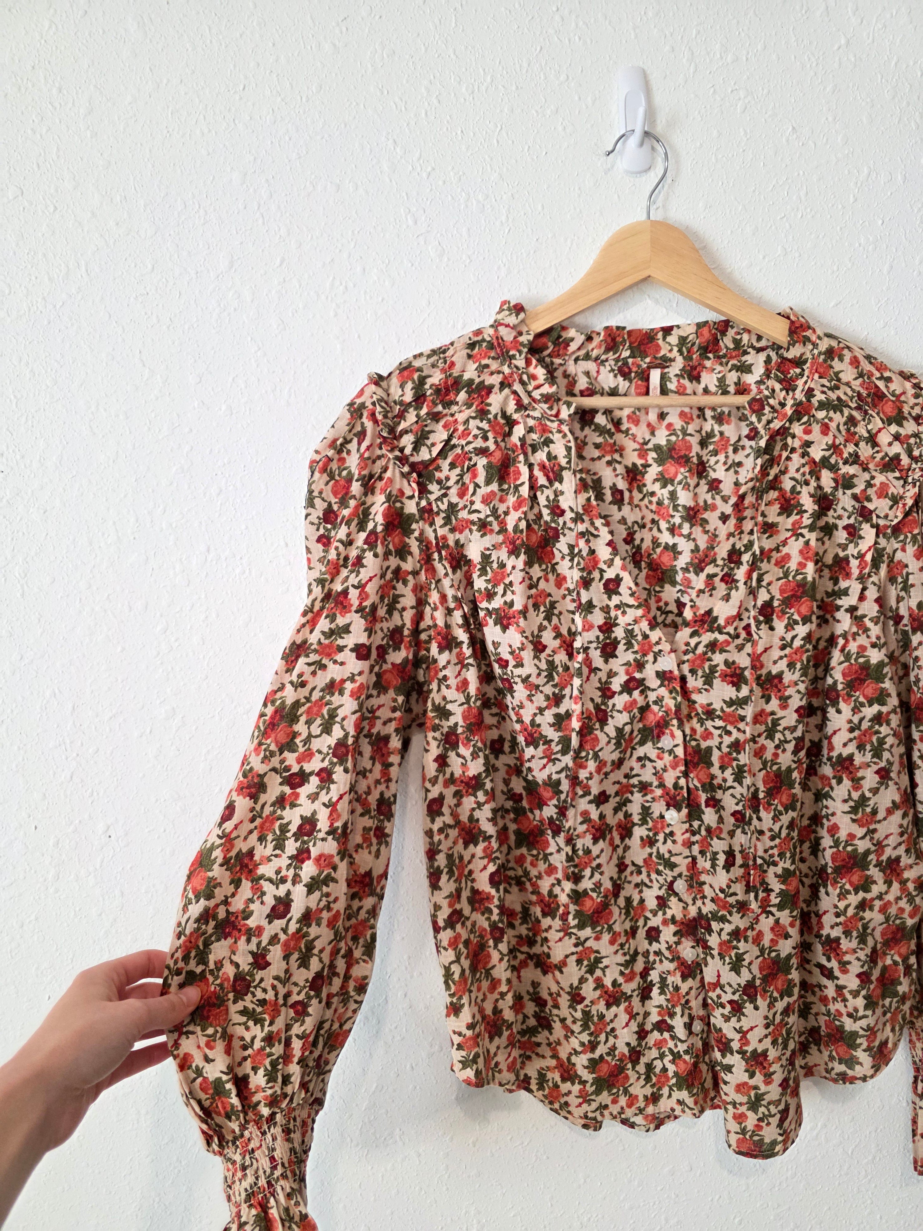 Free People Cotton Floral Blouse (S)
