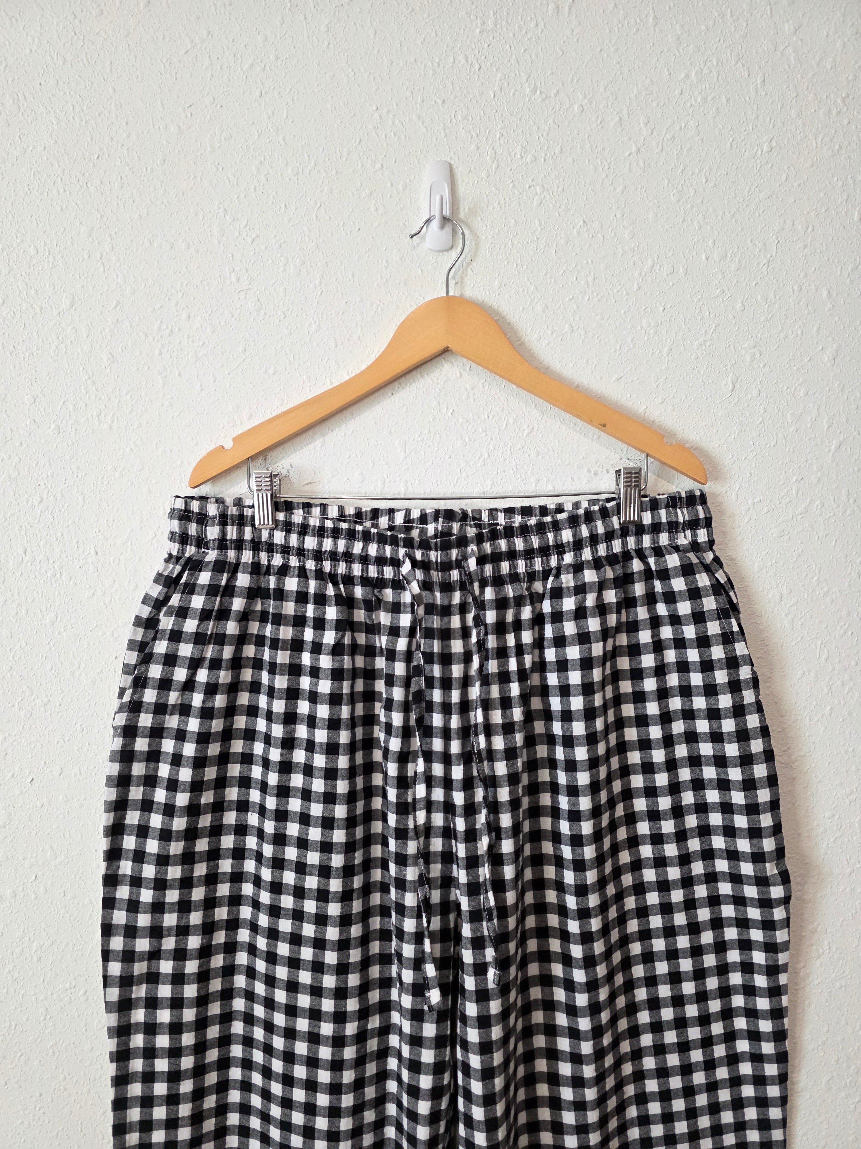 Gingham Straight Drawstring Pants (20W)