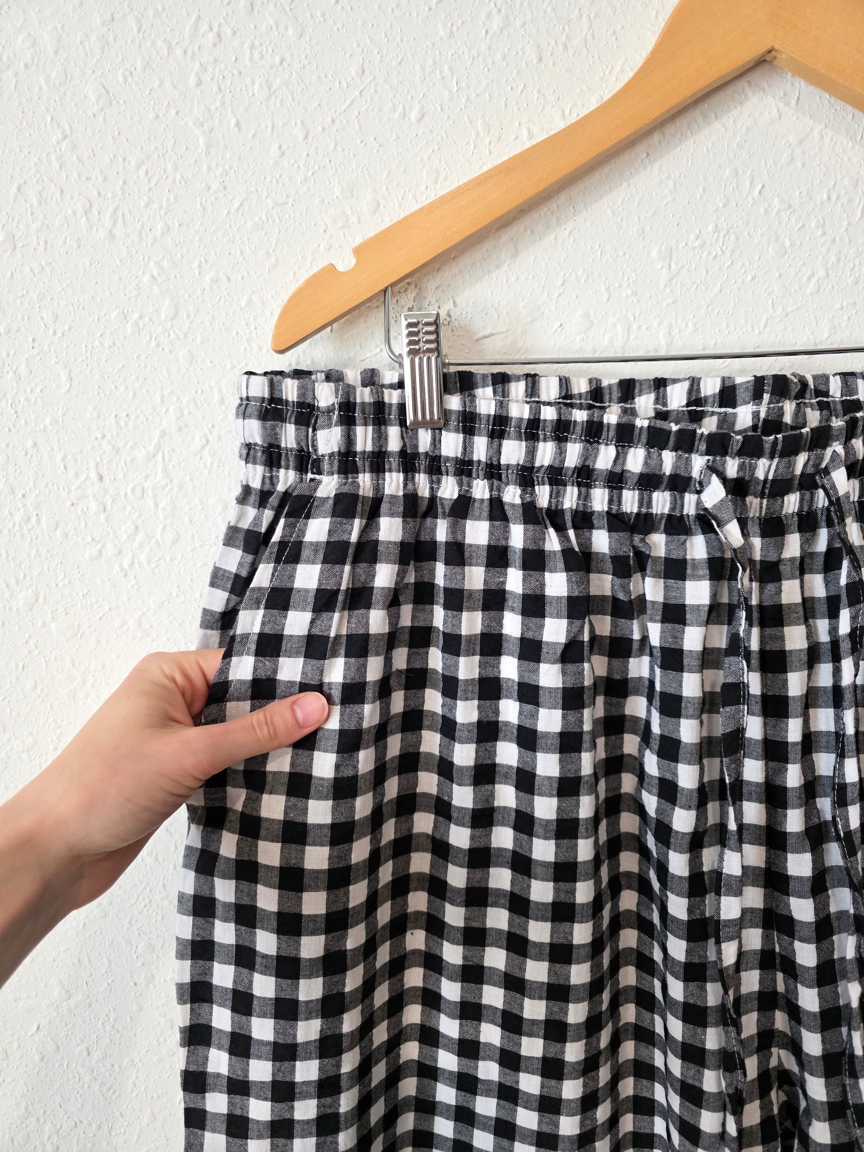 Gingham Straight Drawstring Pants (20W)