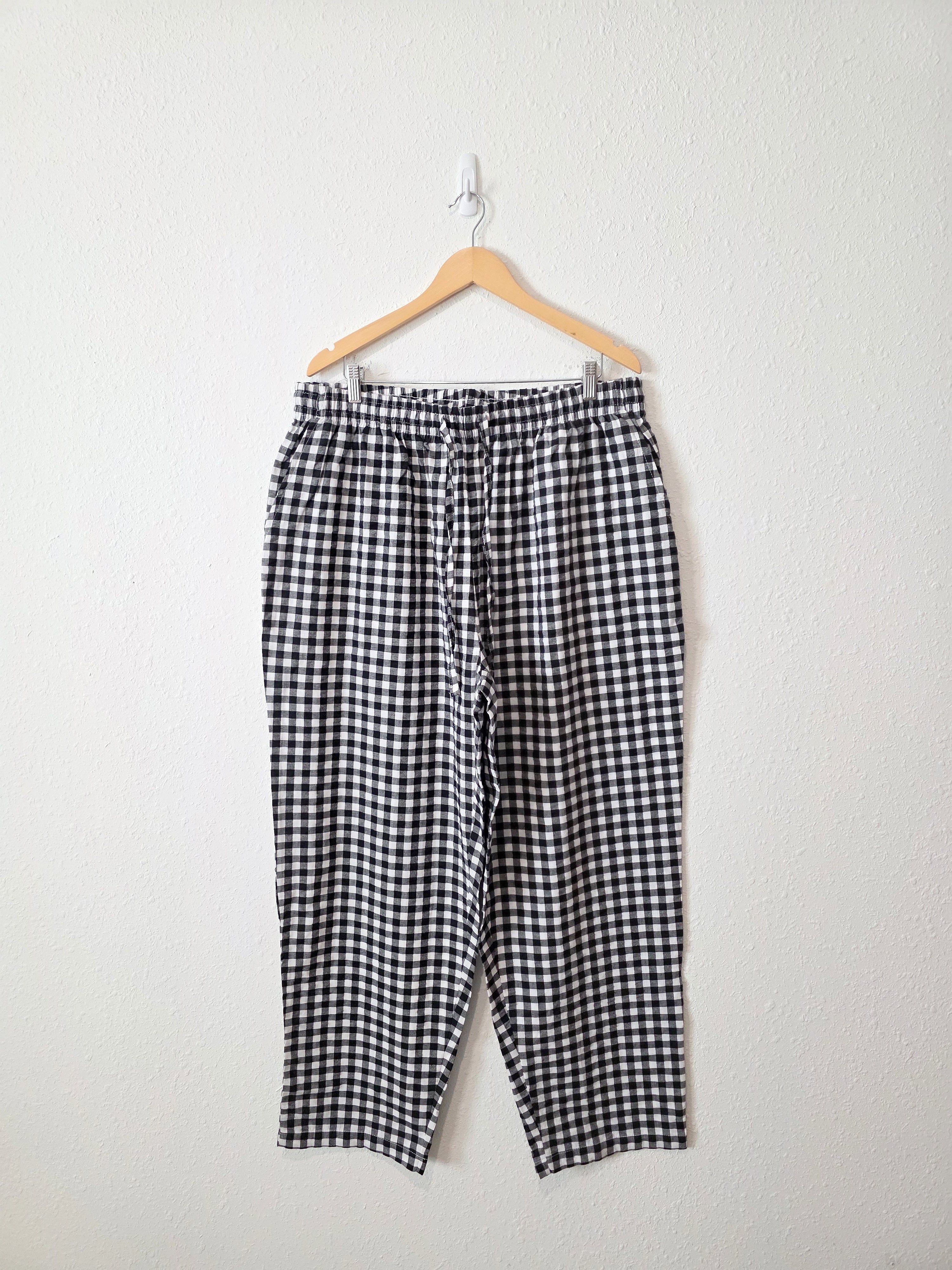 Gingham Straight Drawstring Pants (20W)