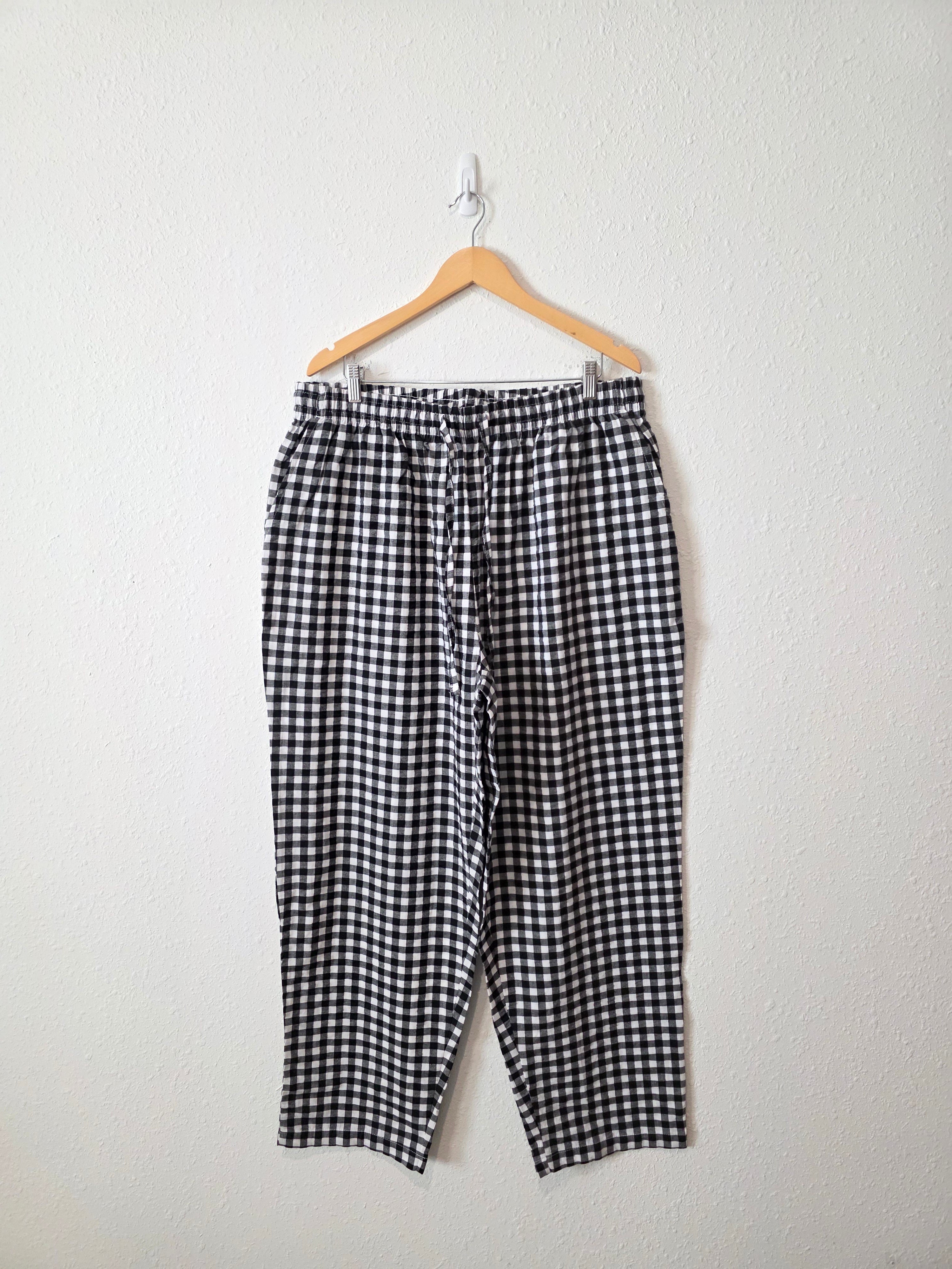 Gingham Straight Drawstring Pants (20W)