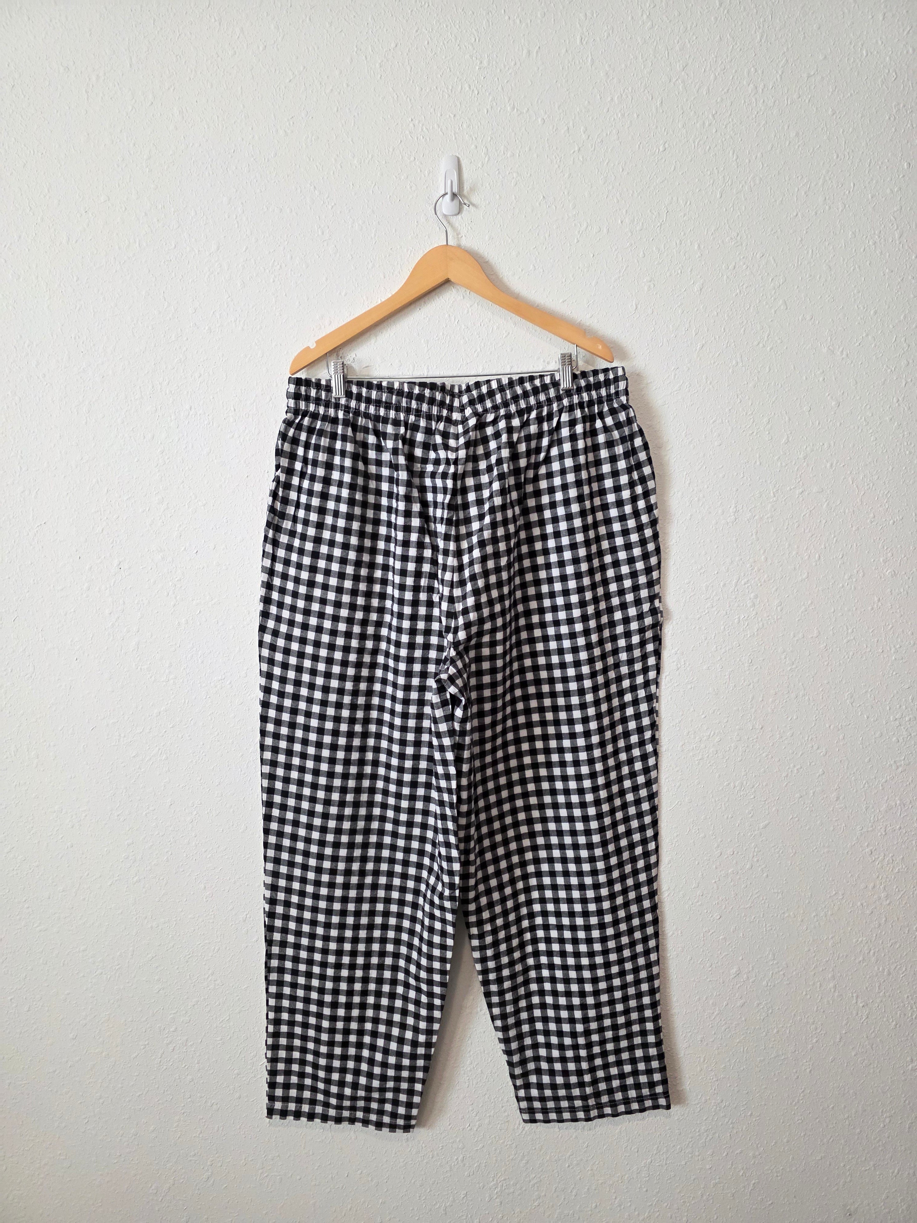 Gingham Straight Drawstring Pants (20W)