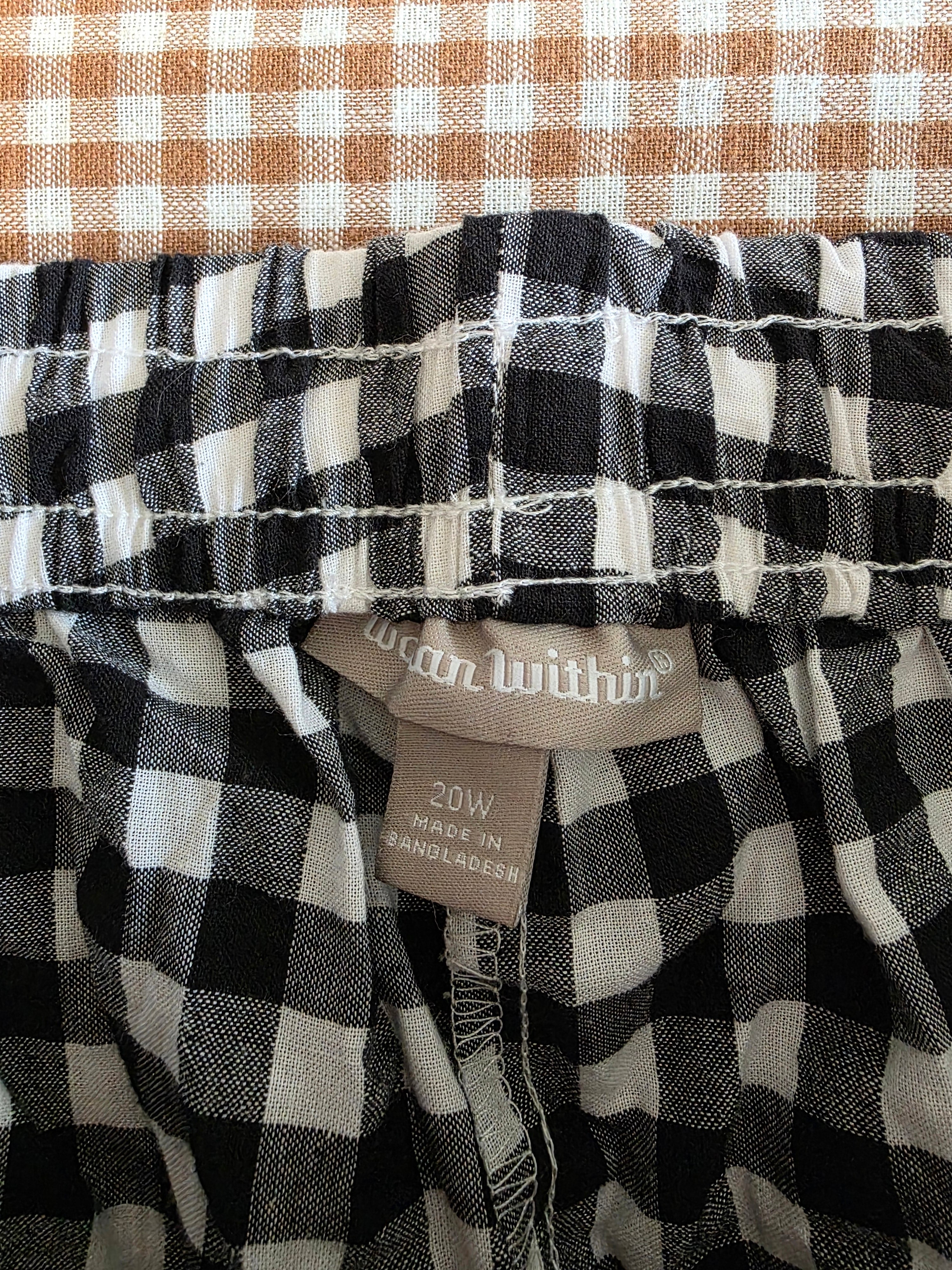 Gingham Straight Drawstring Pants (20W)