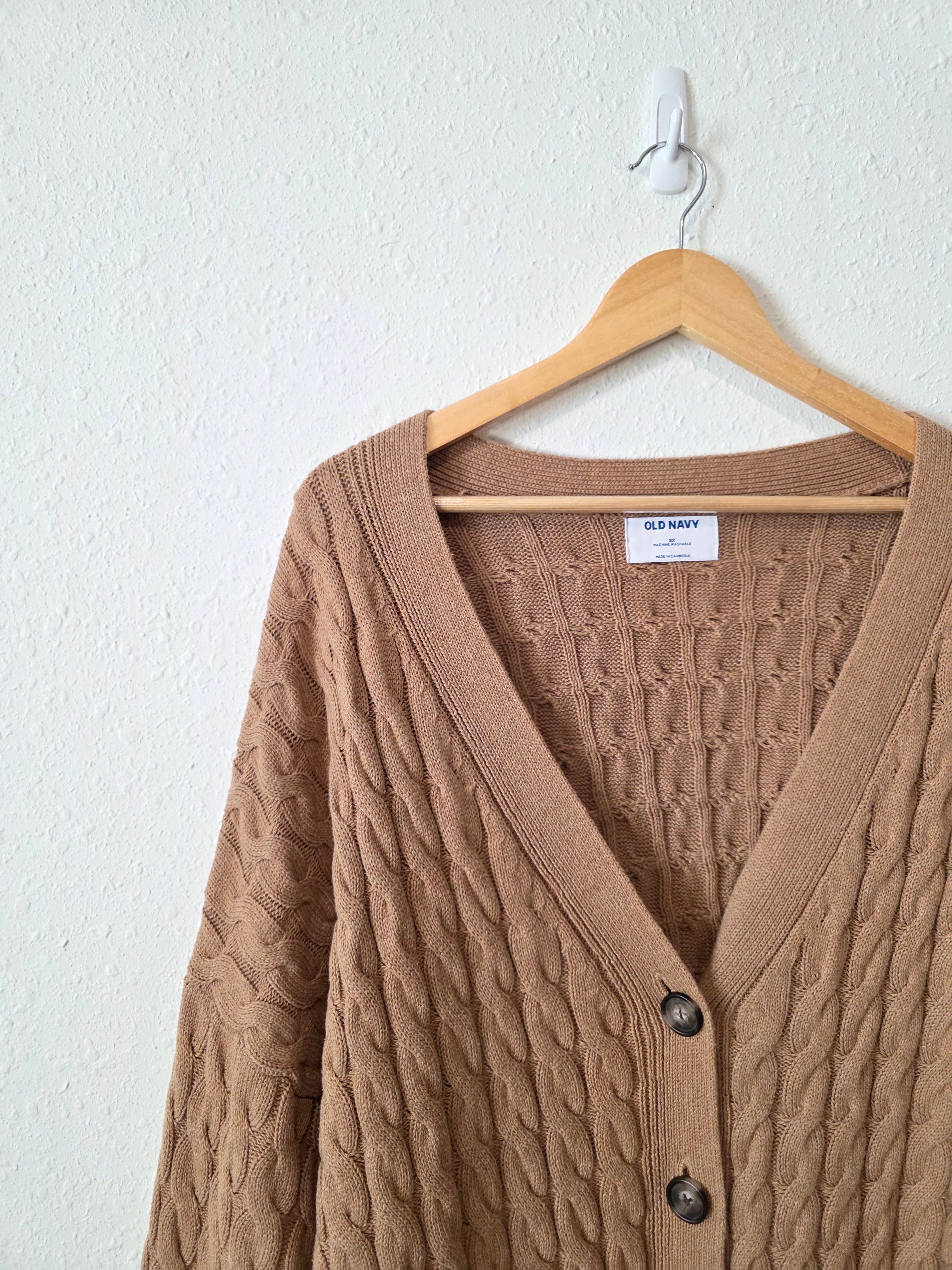Cable Knit Cardigan Sweater (3X)