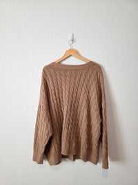 Cable Knit Cardigan Sweater (3X)