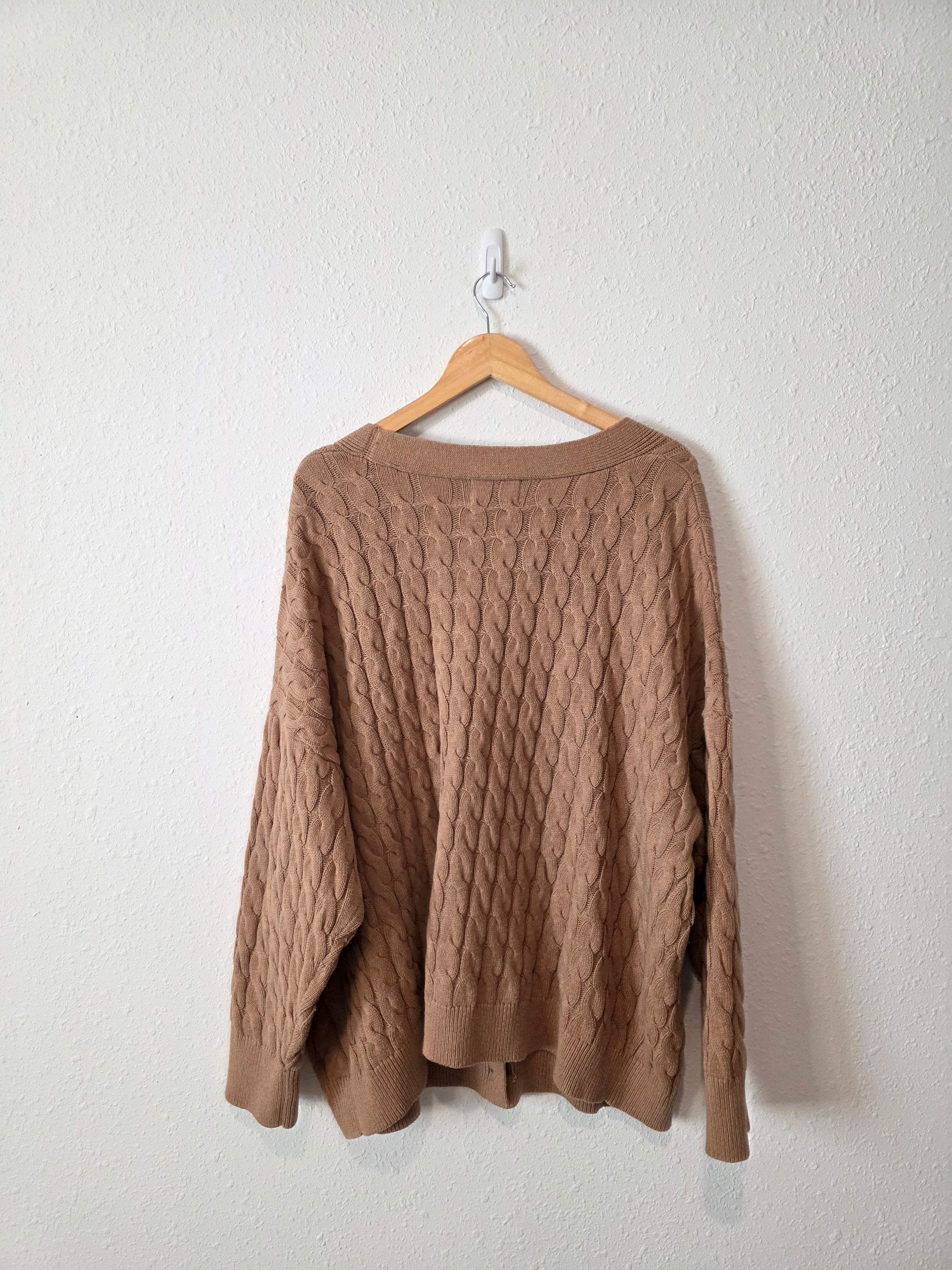 Cable Knit Cardigan Sweater (3X)