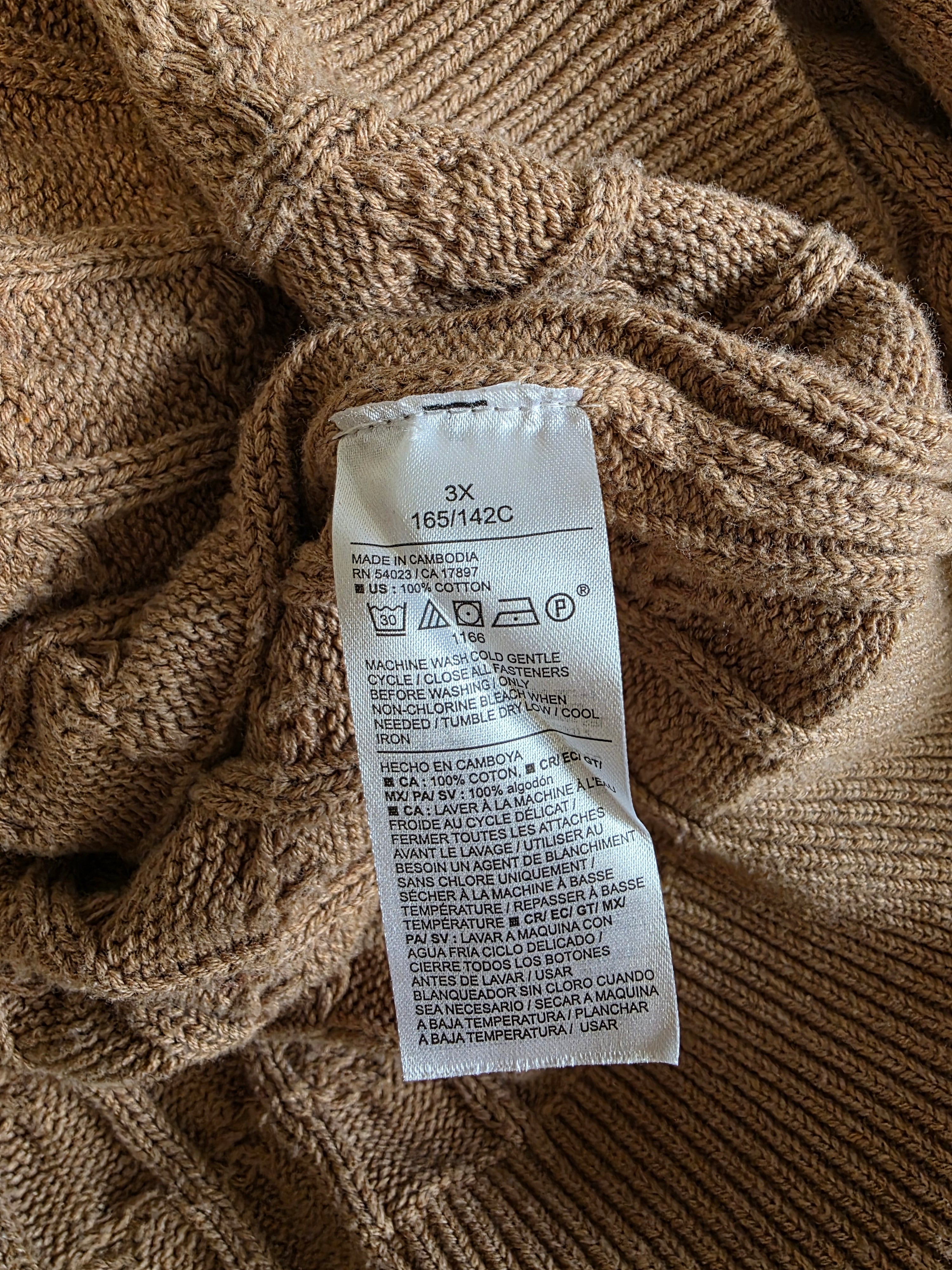 Cable Knit Cardigan Sweater (3X)