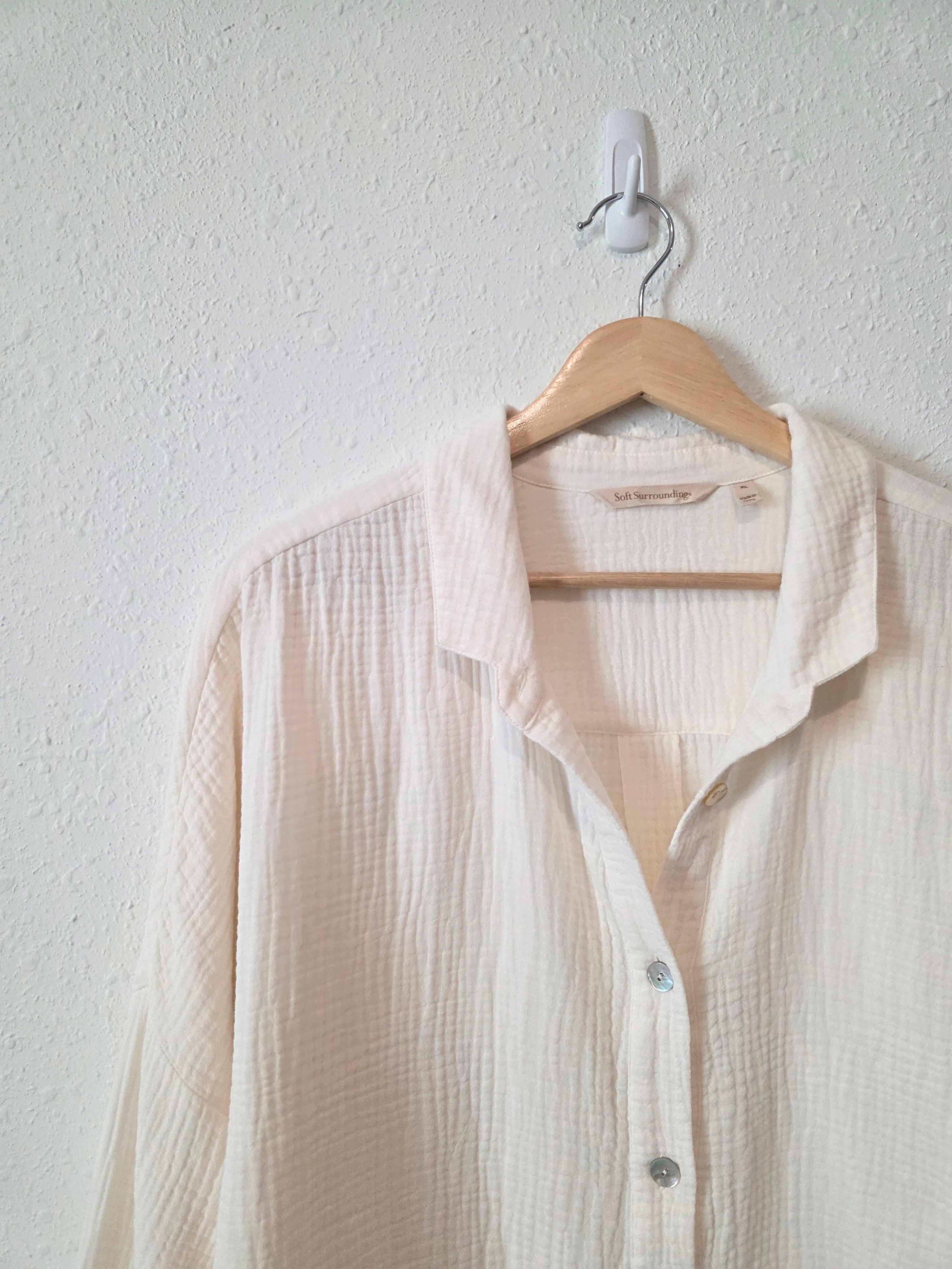 Cotton Gauze Oversized Button Up (XL)