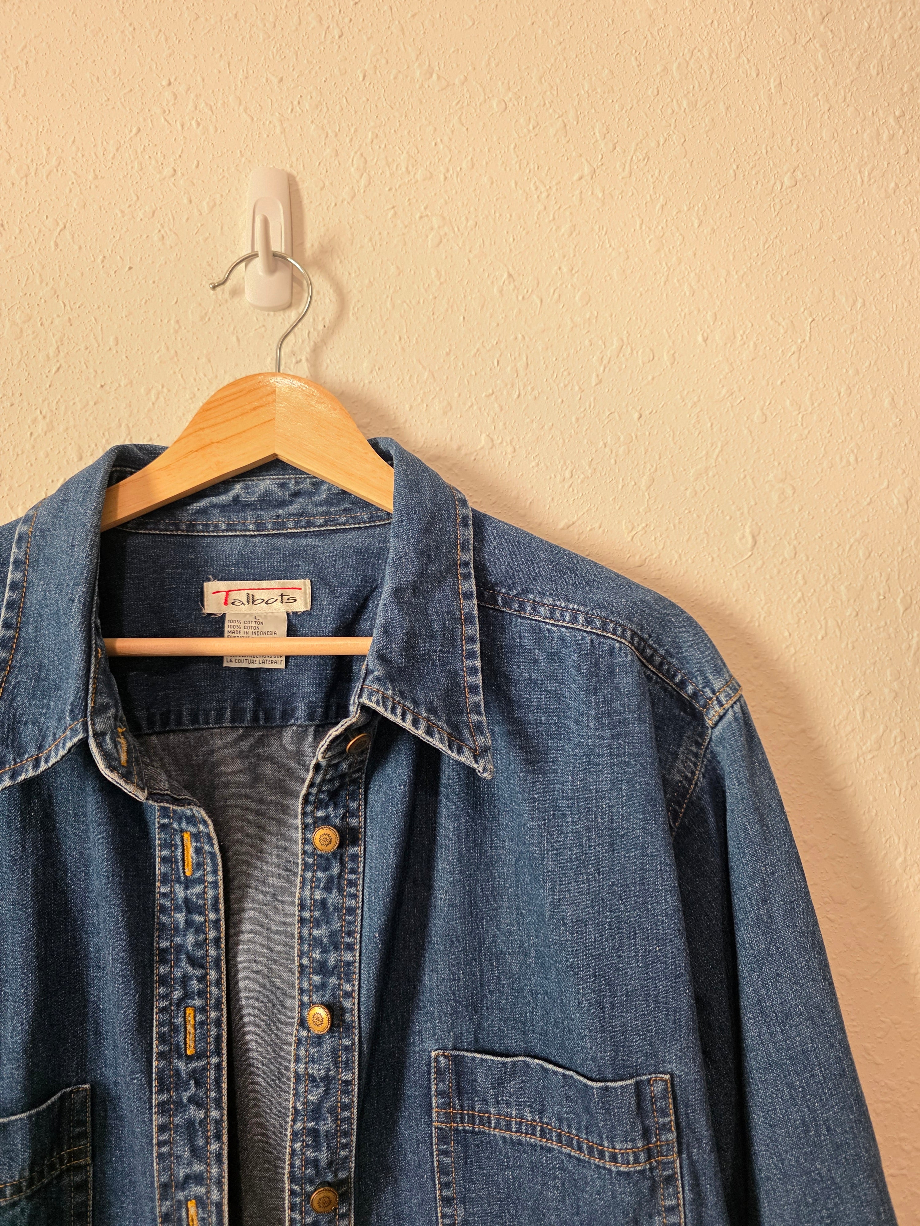 Vintage Denim Button Up Shirt Jacket (L)