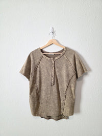 Zenana Cotton Henley Tee (S)