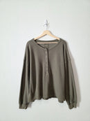 Aerie Olive Henley Sweatshirt (L)