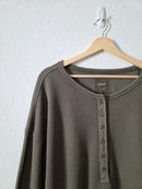 Aerie Olive Henley Sweatshirt (L)