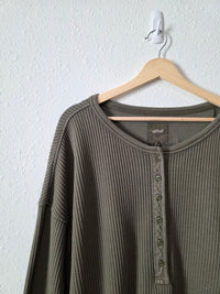 Aerie Olive Henley Sweatshirt (L)