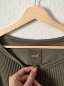 Aerie Olive Henley Sweatshirt (L)