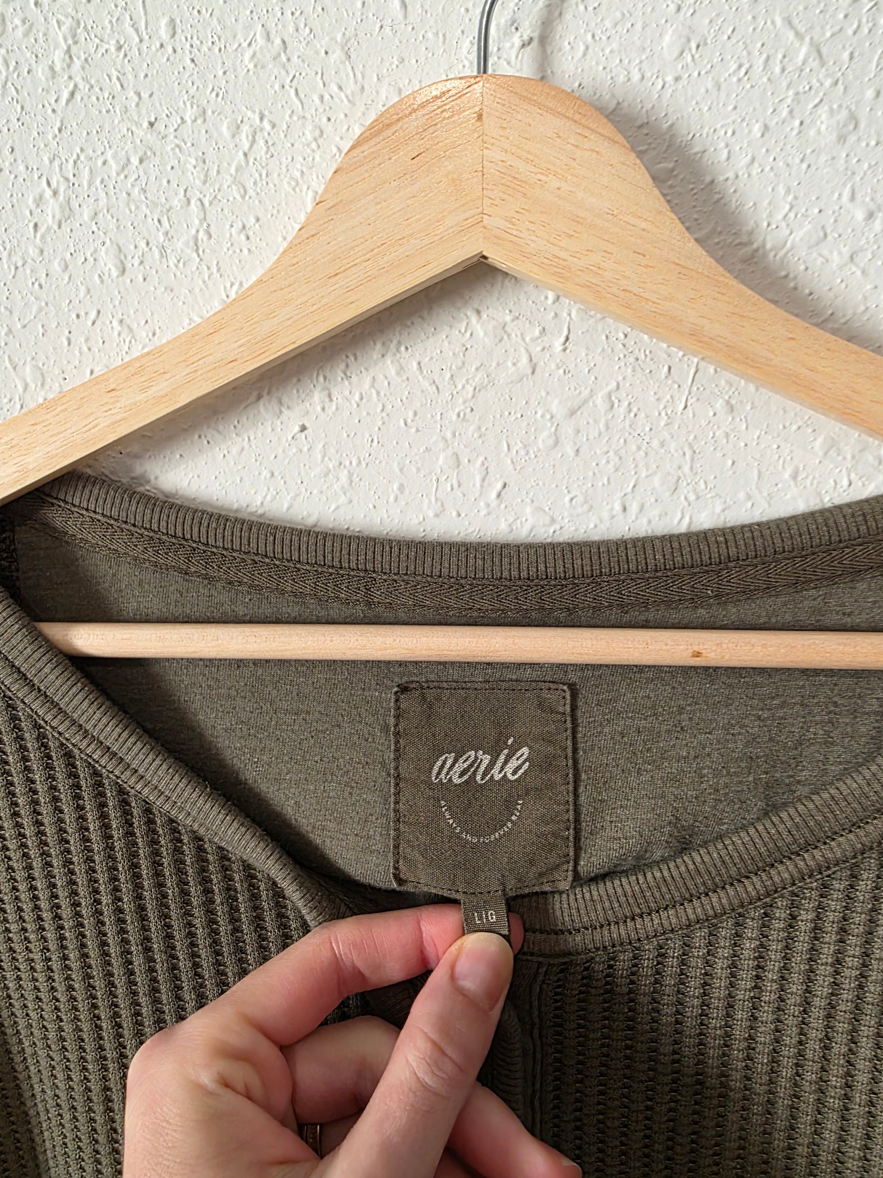 Aerie Olive Henley Sweatshirt (L)