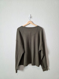 Aerie Olive Henley Sweatshirt (L)