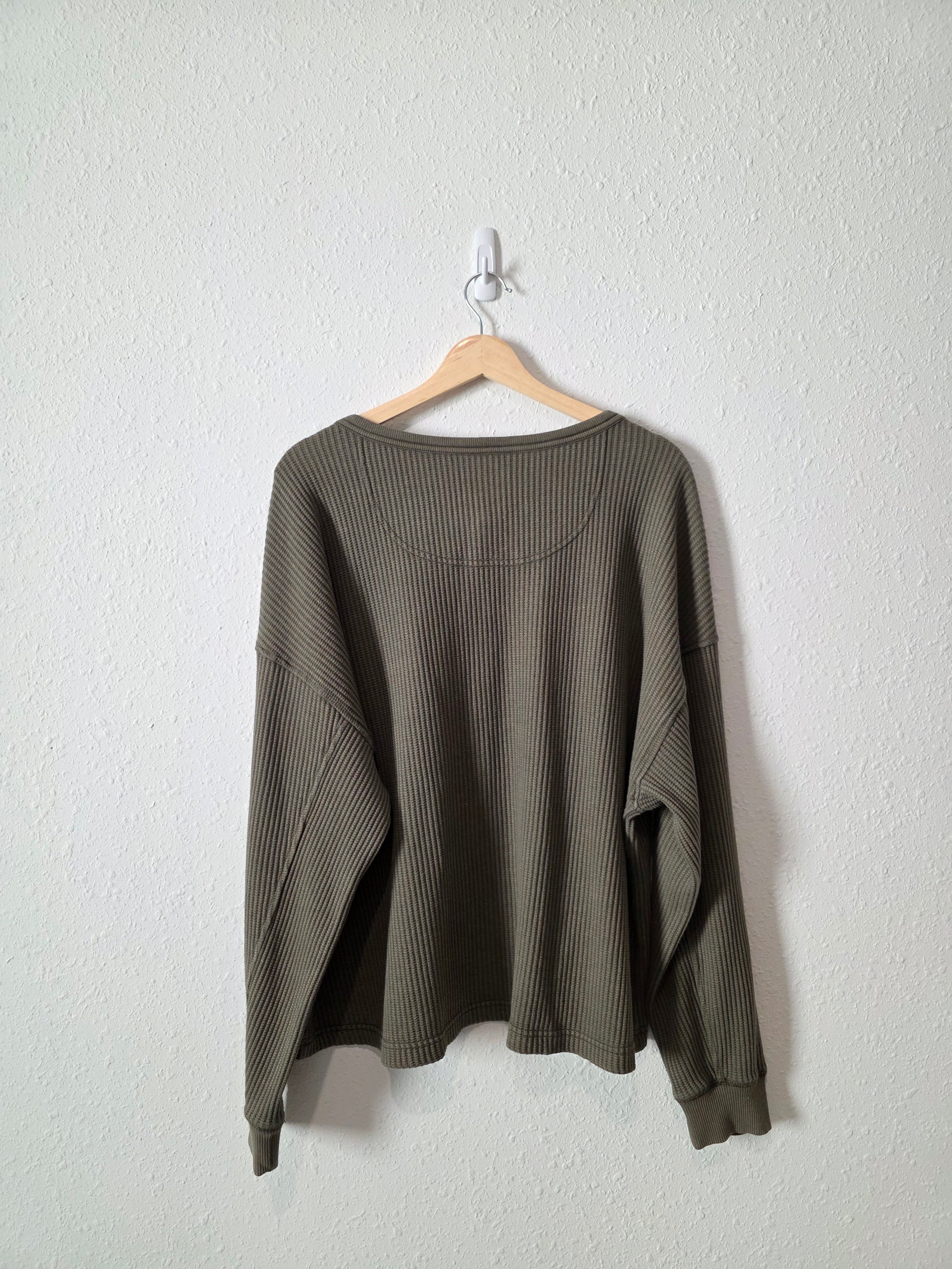 Aerie Olive Henley Sweatshirt (L)