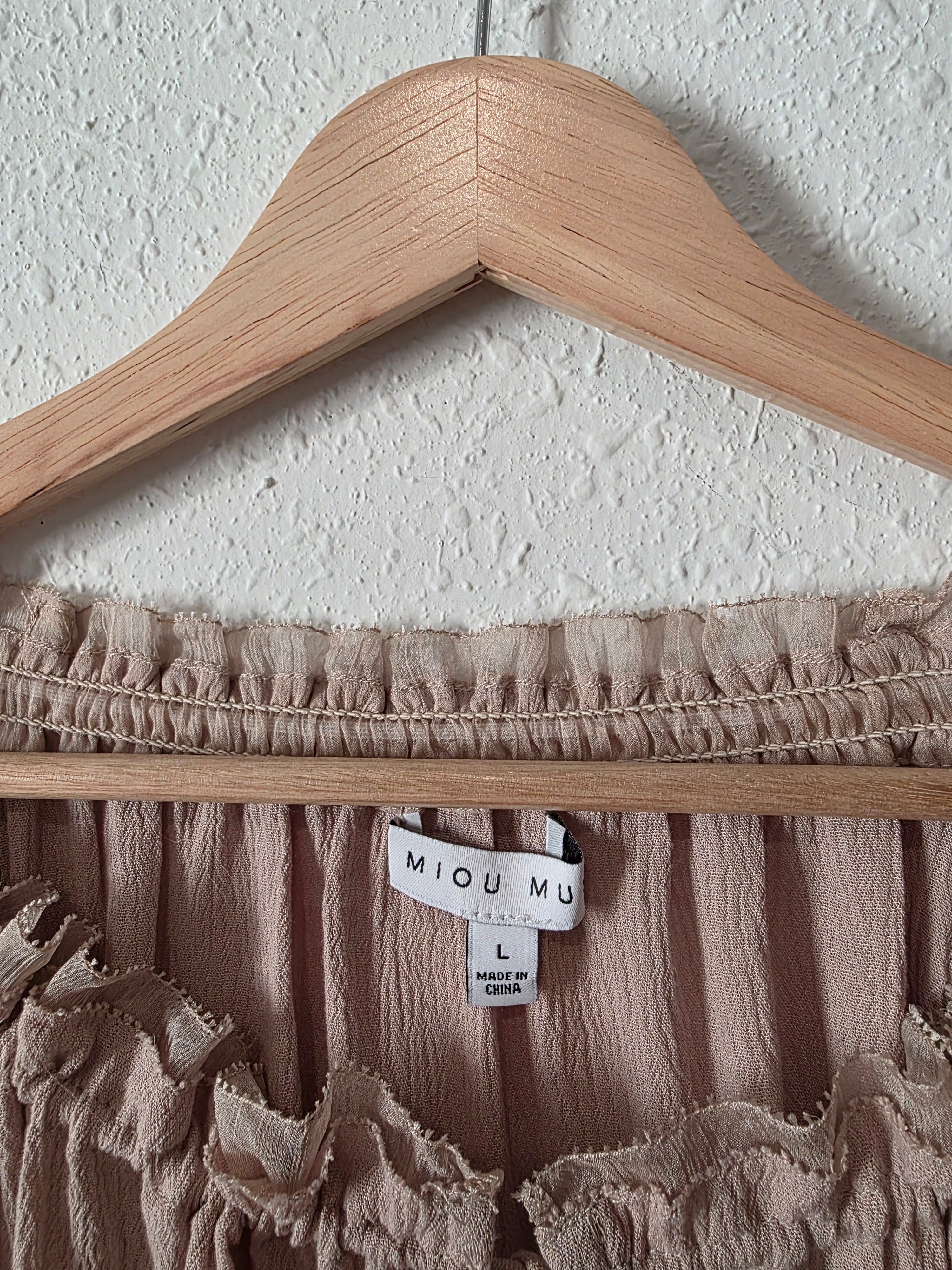 Miou Muse Puff Sleeve Peasant Top (L)