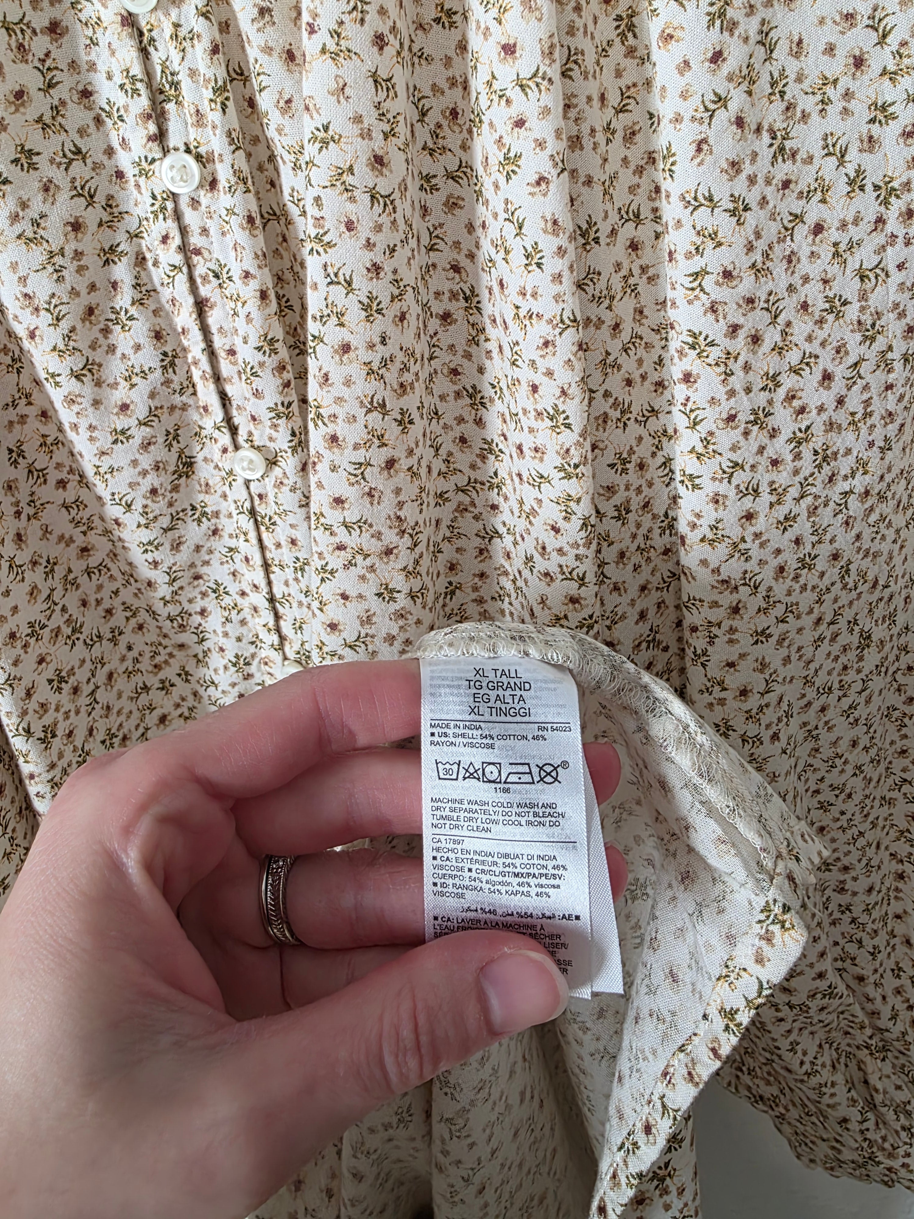 Dainty Floral Button Front Dress (XL tall)