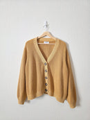 Mustard Cotton Ribbed Cardigan (XXL)