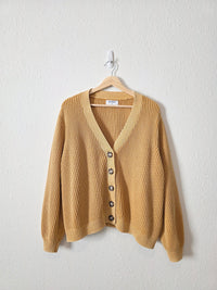 Mustard Cotton Ribbed Cardigan (XXL)