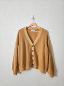 Mustard Cotton Ribbed Cardigan (XXL)