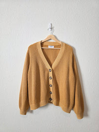 Mustard Cotton Ribbed Cardigan (XXL)