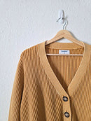 Mustard Cotton Ribbed Cardigan (XXL)