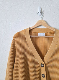 Mustard Cotton Ribbed Cardigan (XXL)