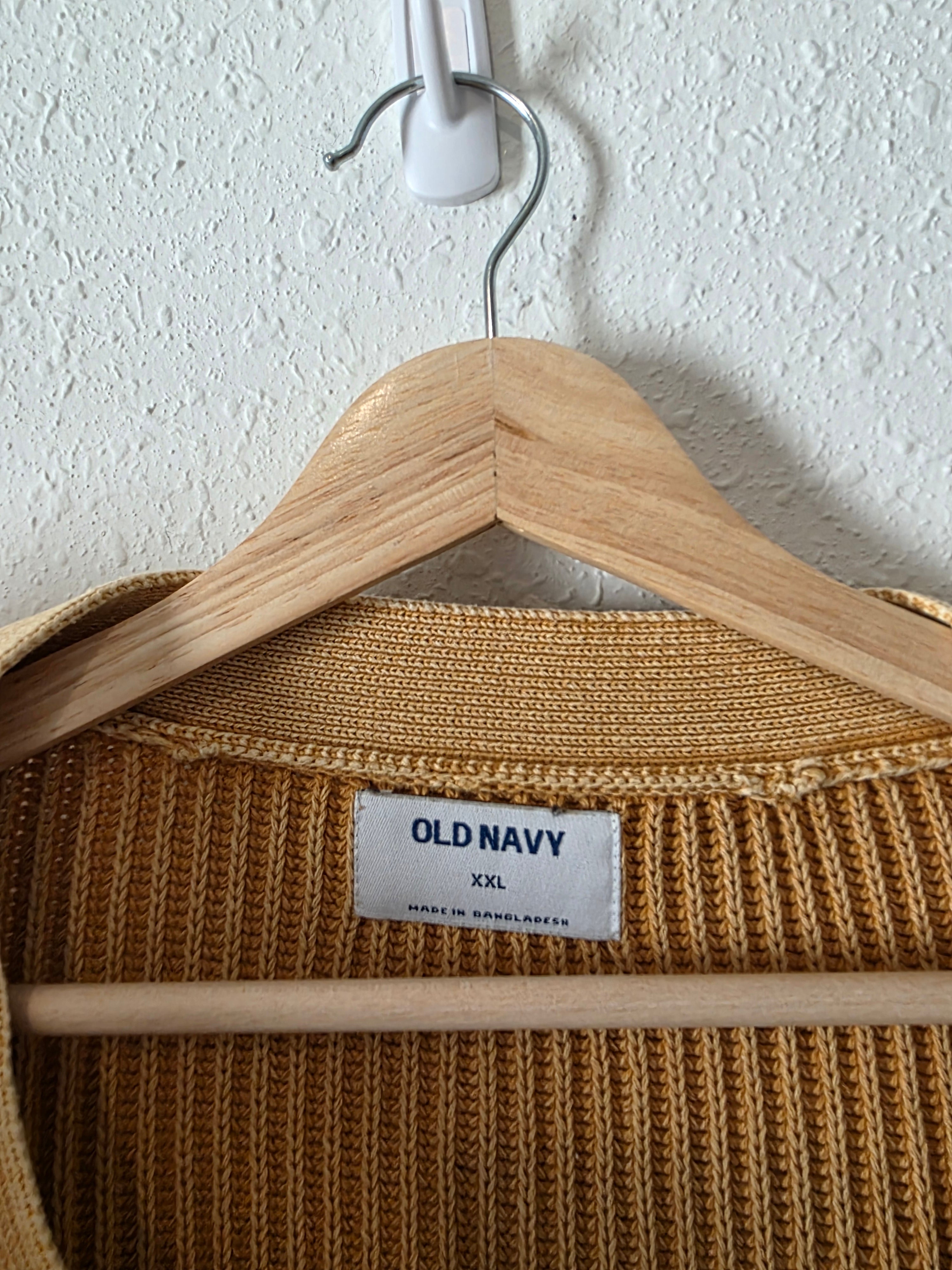 Mustard Cotton Ribbed Cardigan (XXL)