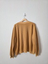 Mustard Cotton Ribbed Cardigan (XXL)