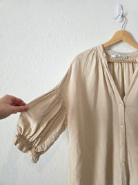 Zara Linen Blend Relaxed Top (M)