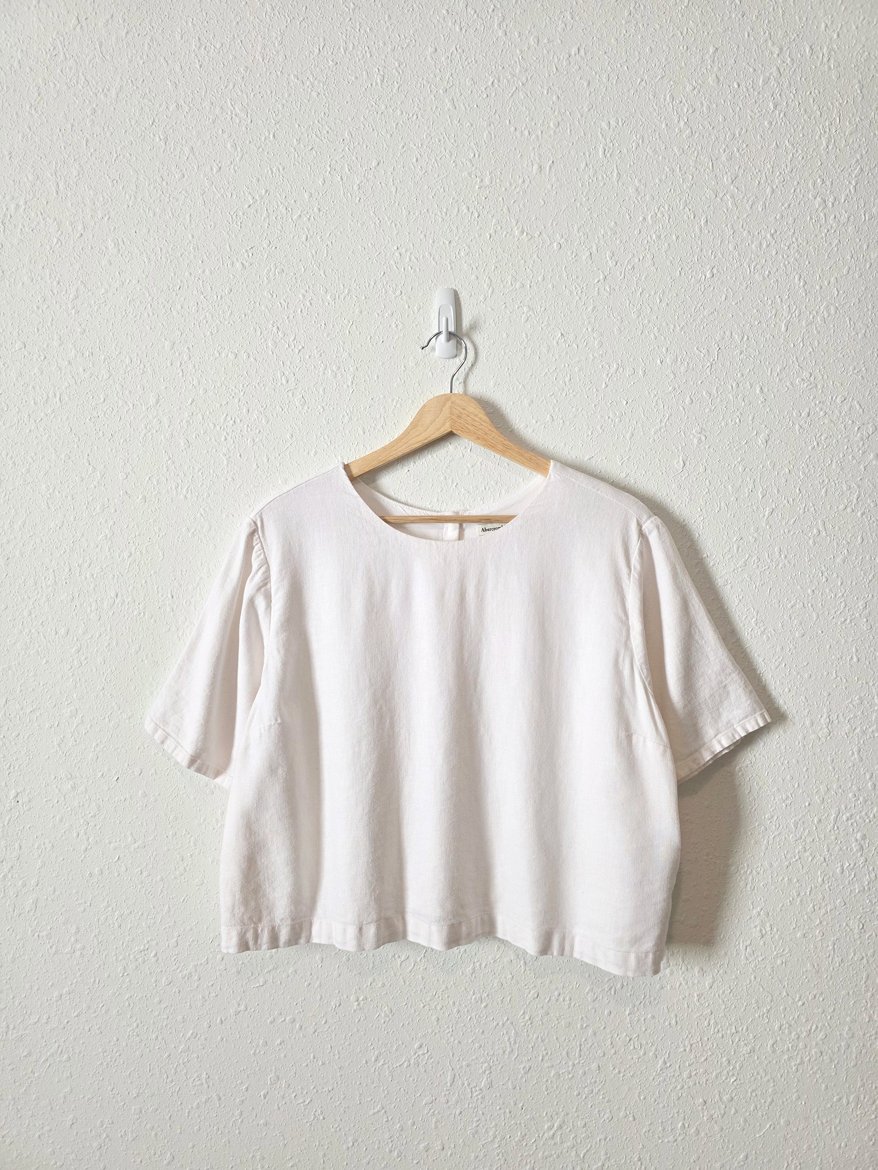 Abercrombie Button Back Linen Blend Top (L)